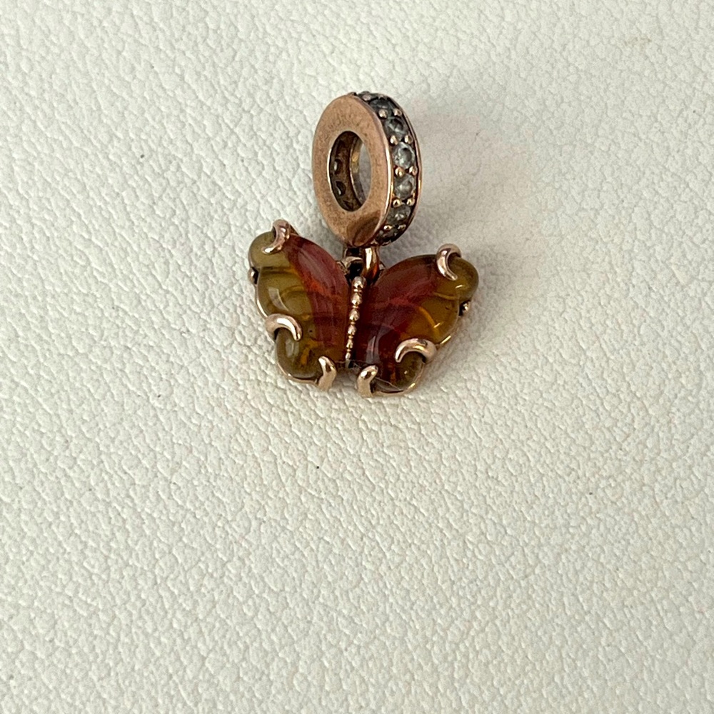 Pink & Yellow Moreno Glass Butterfly Charm